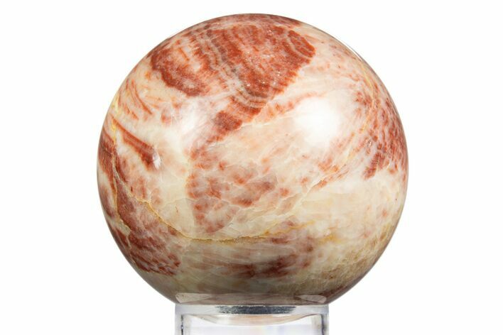 Polished Banded Red Calcite Sphere - China #319439